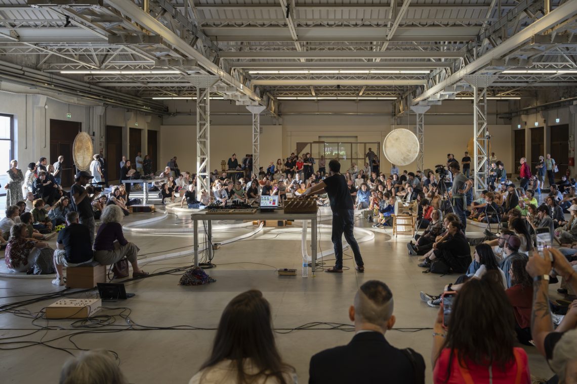 Sound performance by Tarek Atoui with Canedicoda, Charbel Haber and Mariam Rezaei, 2025
Courtesy Pirelli HangarBicocca
Photo Lorenzo Palmieri