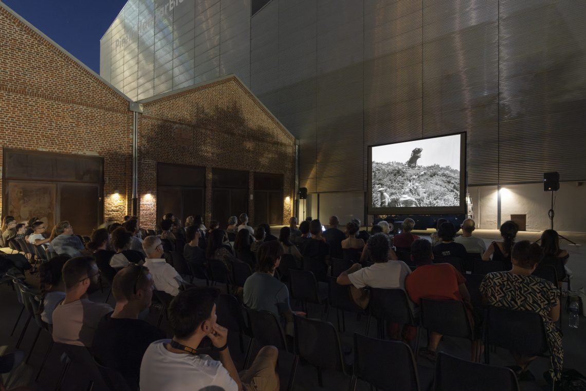 Imaginaries of the Atomic Age, an evening of talks and outdoor cinema. Godzilla (1954), by Ishirō Honda, 2025 Courtesy Pirelli HangarBicocca Photo Lorenzo Palmieri