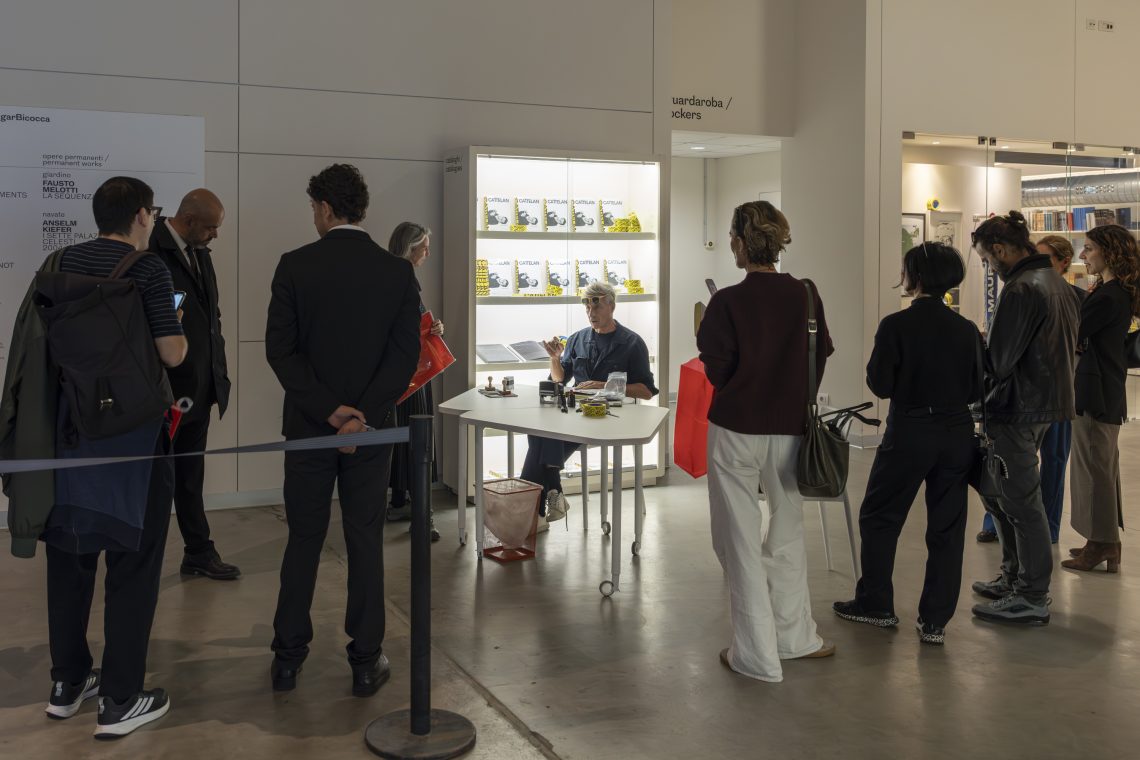 Book signing with Maurizio Cattelan, 2025 Courtesy Pirelli HangarBicocca Photo Lorenzo Palmieri