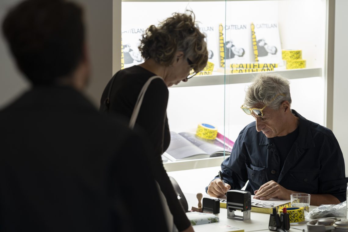 Book signing with Maurizio Cattelan, 2025 Courtesy Pirelli HangarBicocca Photo Lorenzo Palmieri