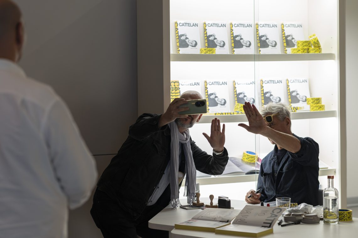 Book signing with Maurizio Cattelan, 2025 Courtesy Pirelli HangarBicocca Photo Lorenzo Palmieri