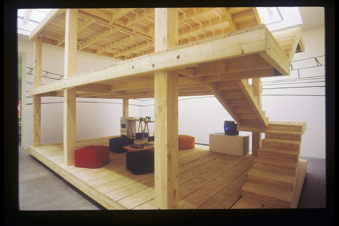 Rirkrit Tiravanija untitled 1998 (dom-ino), 1998 Installation view, “Dom-Ino (Une démonstration d’automne),” Galerie Chantal Crousel, Paris, 1998 Courtesy the artist and Galerie Chantal Crousel, Paris Photo Florian Kleinefenn