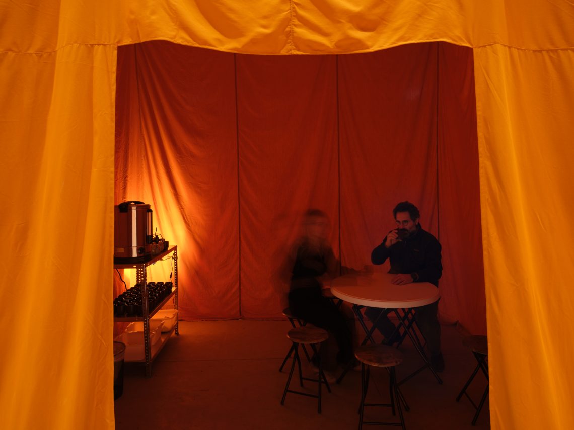 Rirkrit Tiravanija untitled 1992 (cure), 1992Installation view, Pirelli HangarBicocca, Milan, 2026 Exhibition copy Carnegie Museum of Art, Pittsburgh; A. W. Mellon Acquisition Endowment Fund, 2001.12 Courtesy the artist and Pirelli HangarBicocca, Milan Photo Agostino Osio